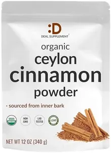 DEAL SUPPLEMENT Organic Ceylon Cinnamon Powder, 12 oz | Sri Lanka Source | Fine Ground True Ceylon Cinnamon (Cinnamomum Verum) | Smooth, Delicate Flavor for Coffee, Tea, Baking | Non-GMO, Gluten Free