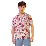 Campus Sutra Men's Vermillion Red & Ivory White Rose Shirt for Casual Wear | Spread Collar | Short Sleeve | Button Closure | Shirt Crafted with Comfort Fit for Casual Wear