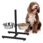 idooka Raised Dog Bowls with Stand Adjustable and Non-Slip - 2x Dishwasher Safe Metal Stainless Steel Raised Dog Bowl for Dog Food Dry or Wet and Water - Dog Accessories for Large or Elderly Dogs