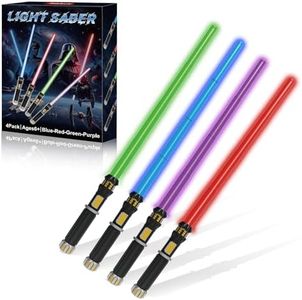 FlashyU Christmas 4 Pack Light-Sabers for Adults Kids Toddlers, Dueling Light Up Sword Toy for Boys, Space War Costume Party Cosplay Xmas Birthday Gifts for Teen Men Age 4 5 6 7 8 9 10+