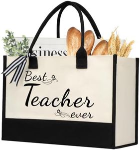 shenee Initial Canvas Tote Bag, Teacher Gift, Friends Birthday Gifts, Women Wedding Present, Retirement Jute Bag, Graduation, Nurse Bags (Teacher)