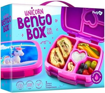 Pretty Me Unicorn Bento Box for Kids - Lunch Box for Girls - School Snack - Gifts for Girl 3-8 Year Old - Containers, Boxes, Christmas Gift Toys Ages 3 4 5 6 7 8 Toddler - Loncheras para Niñas Niños