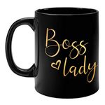 FirseBUY Boss Lady Printed 11 Ounce Ceramic Coffee Mug - Black