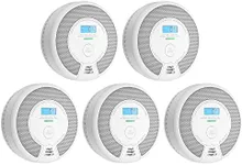 X-Sense 10-Year Battery Combination Smoke Carbon Monoxide Alarm Detector with Large LCD Display, Standalone Model, 5-Pack