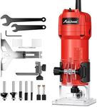 AVID POWER 630W 5.3 Amp Wood Router Tool with Fixed Base Compact Router for Woodworking, 35,000 RPM, 1/4” collet & 5 Trim Bits, Straight & Roller Guide, 2 Wrenches and Carbon Brushes