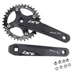 AKALATE 170mm Square Hole MTB Crankset 104 BCD Mountain Bike Crank and 32/34/36/38T Narrow Wide Single Speed Chainring (32T)