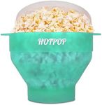 The Original Hotpop Microwave Popcorn Popper, Silicone Popcorn Maker, Collapsible Bowl BPA-Free and Dishwasher Safe- 20 Colors Available (Transparent Aqua)