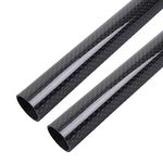 Arris 23mm x 25mm x 500mm 3K Roll Wrapped 100% Pure Carbon Fiber Tube Glossy Surface (2PCS)