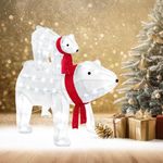 Yaheetech 2-Piece 37.5″ Lighted Polar Bear Family, 3D Outdoor Pre-Lit Christmas Lawn Decorations with 150 Pre-Strung LED Lights, Zip Ties, Ground Stakes for Xmas Holiday Indoor Outdoor Lighted Display