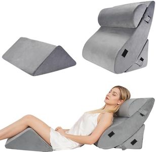 AMHUB Premium 4 pcs Orthopedic Bed Wedge Pillow for Sleeping - Memory Foam Pillows for Back, Neck & Leg Support, Ideal for Pain Relief & Snooring - Wedge Pillow Set with Machine Washable Cover