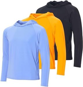 Real Essentials 3 Pack Boys Swim Shirt Rash Guard Shirts Long Sleeve Blue Hoodie Boy Kids Hoodies Girls Sun Fishing Rashguard Youth Sweatshirt SPF UV, 6-7