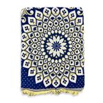 COTFLEX Original Solapur Chaddar Queen Bed Cotton Blanket (Mandala-Blue)