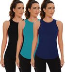 TAIPOVE High Neck Tank Tops for Women Mesh Racerback Women Pima Cotton Undershirts Sleeveless Tops 3 Packs