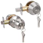 HOSOM Entry Door Knob and Single Cylinder Deadbolt Lock Set, Exterior Door Lock Set, Keyed Alike Entry Door Locksets with Deadbolt for Entrance and Front Door, Satin Nickel, 1-Pack