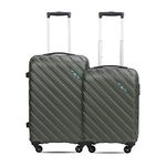 THE CLOWNFISH Armstrong Combo Of 2 Luggage Abs Spinner Hardside Case Suitcase Four Wheel Trolley Bags- Bottle Green (Medium-65 Cm-24 Inch, Small-54 Cm-20 Inch), 38 Centimeters, 28 Centimeters