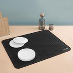 Extra Large 30 x 24 Inch Silicone Dish Drying Mat for Dish Drying Rack , Easy Clean Silicone Drying Mat for Kitchen Counter , Non-Slip Dish Drain Mat , Heat Resistant Silicone Dish Mat, Black , SAPID