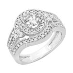 Dazzlingrock Collection 1.00 Carat (ctw) 14k Round Diamond Ladies Vintage Bridal Engagement Ring Wedding Band Set 1 CT, White Gold, 7 UK, White Gold White Diamond, White Diamond