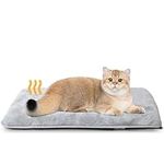 Self Heating Cat Beds for Indoor Cats Washable with Waterproof Removable Cover Anti Slip Dog Bed Crate Mat Mattress Warming Mat Thermal Blanket Memory Foam Cat Cushion Grey 56x32cm