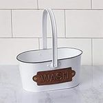 YHD Vintage-Style Enamelware Bathroom WASH Caddy Washcloth Holder Decor Black & White