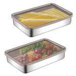 Cheese Container for Refrigerator, Stainless Steel Deli Meat Storage Containers for Fridge, Kitchen Fridge Organizers and Storage with Lids (7.7 * 5.5 * 1.57in)