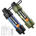 Personal Straw Water Purifier - Portable Water Filter, Mini Water Filtration System, Straw Water Purification System - Outdoor Emergency and Survival Gear for Hiking, Camping and Travel (2pcs)
