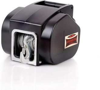 DRAGON WINCH - Treuil électrique portable 12V 5000 lbs (2267 kg) avec 9m de câble en acier pour charrues, quads, ATVs, UTVs, bateaux avec télécommande à câble + accessoires pour treuil