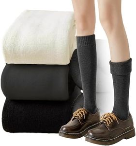 EUPSIIU 3 Pares Calcetines Termicos Mujer, Calcetines Invierno Mujer, Cálido Gruesa de Punto Calcetines, Calcetines para botas, Calcetines Hasta la Rodilla para Mujer Regalo (3 Colores)
