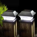 Garden Mile 2X Solar LED Post Cap Light for Outdoor Fence Posts or Decking in Your Garden, These Waterproof Square Lamps for Wooden Posts, Deck, Patio or Fence (Post Cap Lights - Black)