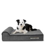 The Dog’s Bed Orthopaedic Headrest Dog Bed Large Grey Plush 101x64x15cm, Waterproof Memory Foam Dog Bed