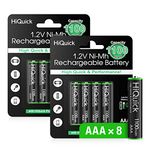 HiQuick AAA Rechargeable Batteries 1100mAh, 8 AAA Rechargeable Battery 1.2V High Performance, Retailer Package