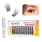 CALAILIS Individual Lashes, DIY Eyelash Extensions, Super Thin Glue-based Band, Natural Look Reusable, 11/13/15/15mm,Lasting for 48 Hours Individual DIY Eyelashes(YS02)