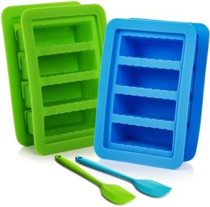 Suwimut 2 Pack Silicone Butter Mold with Lid and Spatula, Non-Stick Butter Mold Tray with Measurements, Large Cavity, Holds 8 Tablespoons, Rectangle Container for Brownie, Soap Bar, Energy Bar, Cake