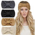 DRESHOW 4 Pack Knitted Hairband Crochet Turban Headband for Women Girls Warm Bulky Crocheted Headwrap