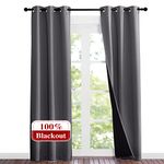 NICETOWN Grey Full Shade Curtain Panels, Pair of Thermal Insulated & Energy Efficiency Blackout Curtains for Living Room Windows, Lined Silky Performance Window Dressing (37" Wide x 84" Long, Gray)