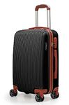 CALDARIUS Cabin Suitcase Hard Shell | 4 Dual Spinner Wheels | Trolley Cabin Bag |Lightweight | 20" Carry On Suitcase Luggage | 3 Digit Combination Lock | (Black, Cabin 20'')