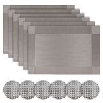 Homcomodar Silver Table Place Mats and Coasters Sets of 6 (Grey)