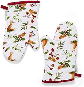 Cooksmart British Designed Christmas Gauntlet Oven Gloves | Festive oven Gloves For All Type of Kitchens | Oven Mitts For Men & Women - A Winters Tale