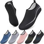 Water Shoes Beach Shoes for Women Men Swim Swimming Aqua Socks Barefoot Sea Pool Quick Dry Lightweight(996 Line Black 6 UK /39 EU)