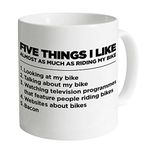 Five Things I Like - Bike 11oz Quality Mug, White