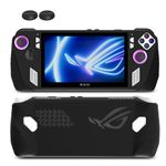 HUAYUWA Soft Silicone Protective Case (Black) Fit for ASUS Rog Ally 7" Gaming Handheld 2023 All Around Cover Case with Joystick Caps Analog Stick Caps Anti-Scratch Comfort Thumb Grip Set