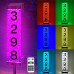 Aofuery Solar House Numbers for Outside,Solar Address Sign for Outside,Waterproof LED House Number Plaque, Led Illuminated Solar Address Signs with Remote Control for Gardens, Streets, Family Yards and Outdoor Homes