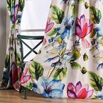 Taisier Home Living Elegant Abstract Colorful Curtains Printed,Multicoloured Curtains Print,Fashion Curtain 84 Inch Lenth for Bedroom(Floral Print Curtain 2 Pieces Set)