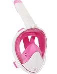 HELLOYEE Foldable Snorkel Mask Full Face Snorkeling Mask for Adults and Kids 180° Panoramic View Breathe Free Anti-Fog Anti-Leak Design with Detachable Camera Mount (Pink-White, S/M)