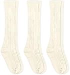 Jefferies Socks Girls Classic Cable Knee High Socks 3 Pair Pack, Ivory, Medium