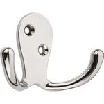 Decohooks Two Prong Robe Hook - Wide Design - Polished Chrome - Door and Wall Mountable - Single - Fixings Included