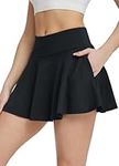 BALEAF Tennis Skirts for Women High Waisted Flowy Tummy Control Pleated Golf Skorts Skirts with Shorts 2 Side Pockets Black M