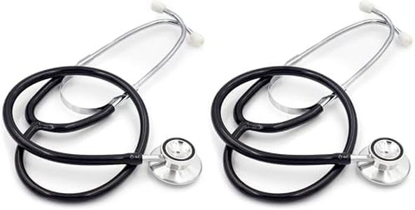 MABIS Stethoscope, Adult Dual Head to Listen to Sounds from Large Organs or Specific Areas of The Body with Large Diaphragm for High or Low Frequencies, 22 Inch Y Tubing, Black (Pack of 2)