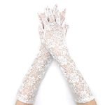 Lace Gloves for Women, Bridal Wedding Gloves Gothic Accessories Summer Breathable Lace Floral Gloves for Halloween Wedding Opera Evening Party Costume Accessory Evening Party Y4-FSST(White)