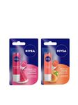 Nivea Set Of Watermelon Shine & Peach Shine Caring Lip Balms, Pack Of 1, Multi