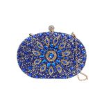 CORIOS Women Evening Bag Rhinestone Clutch Purse Sparkly Sequin Handbag Bridal Wedding Purse Crystal Clutch Bag Glitter Shoulder Bag Crossbody Bag for Wedding Banquet Cocktail Prom Party Blue